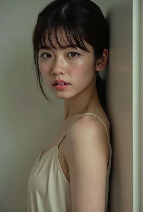 (( top quality )), ((masterpiece)), ( details), first-person view ,1 girl, sexy,( Bringing Your Face Closer ),((with your mouth wide open )),((Extremely Big Breasts, underwear, short bob)), black hair , (( without makeup, small eyes))