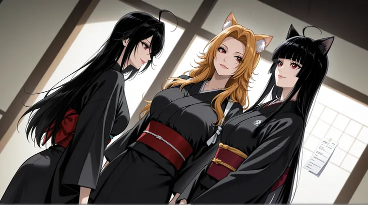 score_9, score_8_arriba, score_7_arriba,   source  _anime,
Rangiku Matsumoto, Alone, ((cat girl, cat black ears)), (red eyes), (long hair), (( black hair, (Ahoge), straight bangs,)),, Long Hair, abrigo tipo mole, moonlike coat under his mouth, Zanpaku-tō, ...
