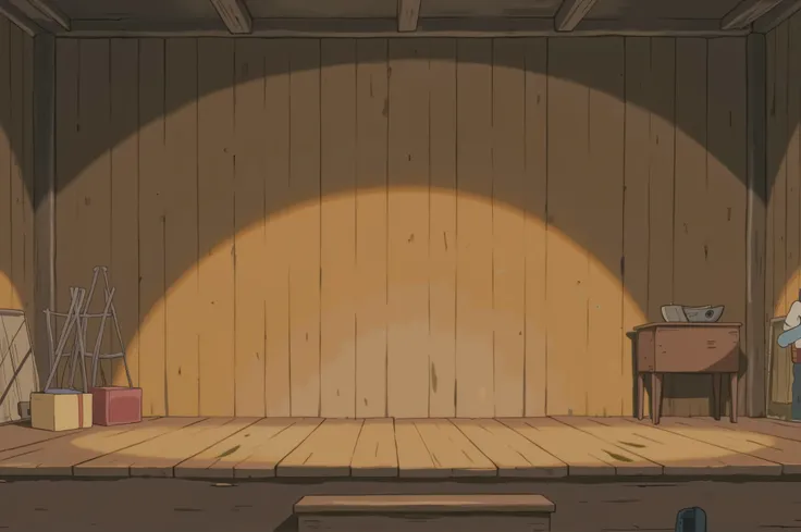 Party,on a warm and simple wooden stage,An unmanned stage