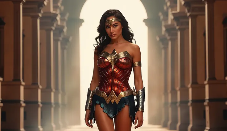 1950s Panavision 70 mm, gal gadot as wonder woman, sexy legs