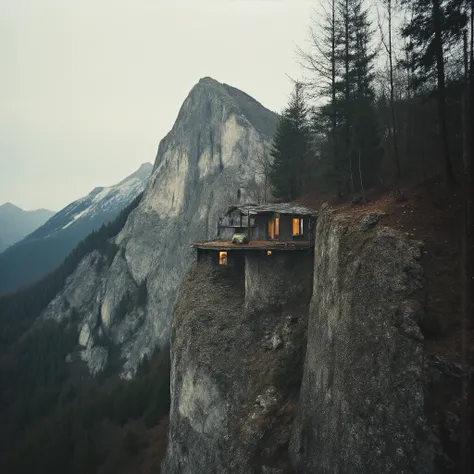 “The Silent Outpost, Spectacular escapism. Paradoxically built with vertigo induced proportions and mind bending perspectives), (Bizarre brutalism), A breathtaking minimalist Japanese avant garde mountain retreat and home pod, (dark minimalist + brutalist ...
