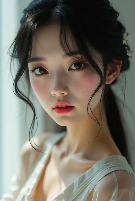 Create realistic image of sexy Japanese woman
