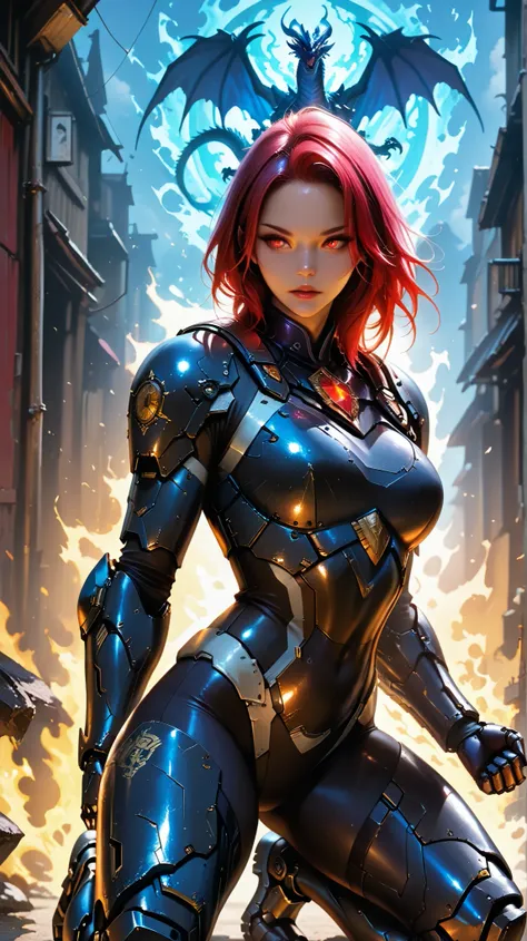 ( masterpiece,),(best quality),Photo Realistic,realism,Super Fine,Is the Perfect Face,perfect body,1 Cool Beauty,Shiny,Cold Beauty,Black Dragon Mechanic Armor,Black Dragon Mechanical Armor,Black Dragon Exoskeleton, Combat Pose ,Cool Pose,,Yingwu,Brave Spir...
