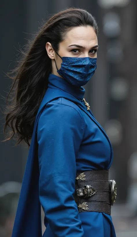 Gal Gadot emerges as the Kitana warrior in a stunning reinterpretation of the iconic character of * mortal kombat*. Wearing a deep blue ninja costume , fashioned elegantly reinforcing fabrics with metallic details , she exudes the perfect combina...