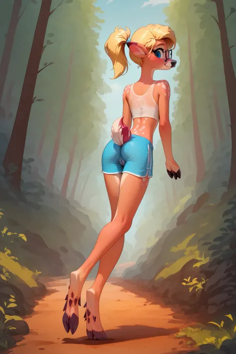 score_9, score_8_up, score_7_up, from behind, looking back at viewer, smile, (face focus, eye focus), solo,
freckles, young female, 9yo, skinny, detailed skin, sweaty, sheer see-through tight slutty cropped tanktop, (perfect), microwaist, small ass, tight ...