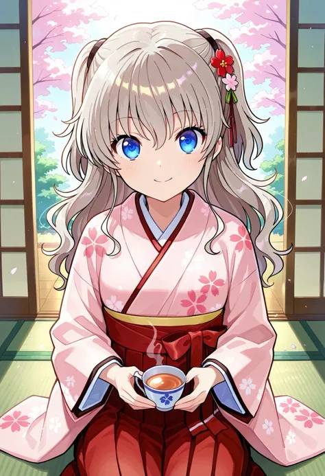 masterpiece , best quality , high definition , 8k wallpaper with a sense of unity , Tomori Nao,Natural three-dimensional effect , alone , object , Hair Accessories , ((Furusose Cherry Blossom Patterns ,Flower pattern :1.2)) , Japanese-style room , orbita...