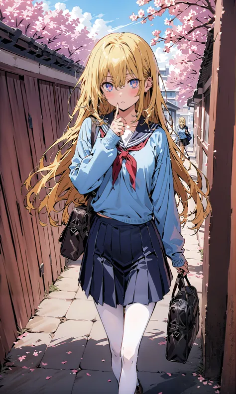 score_9, score_8_up, score_7_up, source_anime,Eyes Wallenstein, Eyes Wallenstein, blonde hair, hair between eyes, headband, long hair, , and the eyes are,Black sailor suit,long sleeve,blue cardigan,black pleated skirt,white pantyhose as if it were in the i...