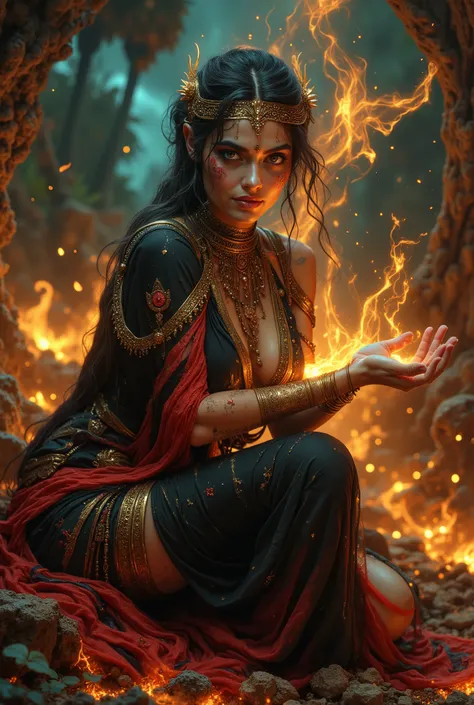 Harmony of colors, The girl depicted in the Picture with Beautiful Roses, her eyes sparkle beautifully and give intricate patterned makeup on her face, Stroking her into the knowledge that she is Sweet and Passionate, Beautiful light illuminates her half o...
