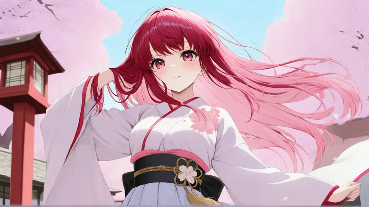 The entire、an elegant gravure AI beauty is depicted。She wears a white furuncle with precise embroidery、The gold band gorgeously colors her waist。or light, spring-like clothes、The moment she touches her hair and costume has been cut off。Her eyes are deep pu...