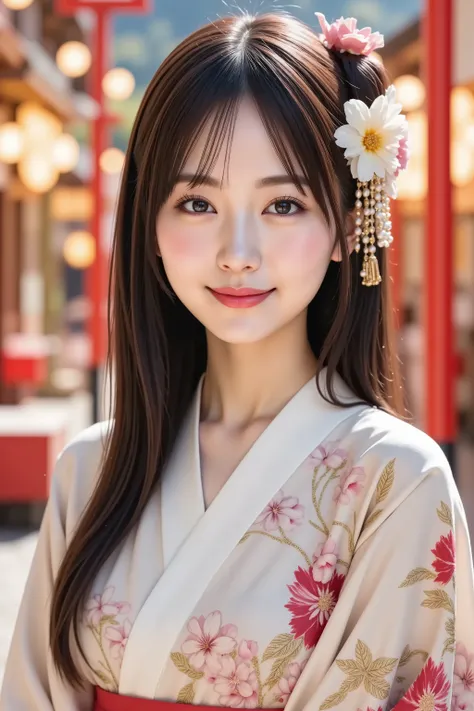 A highly detailed and ultra-realistic digital illustration of a beautiful young Asian woman, explicitly framed from just above her chest upwards, fully capturing her entire head, including the crown and clearly visible hair whorl. The composition ensures h...