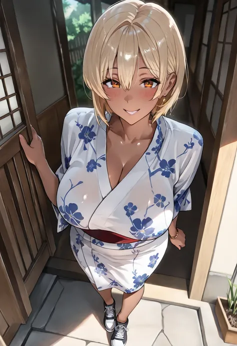 (masterpiece , best_ quality:1.2 ) , 1girl , Solo,  women alone.  20 year old female, mature woman, Japanese anime,  sexy , Amber Eyes, clear eyes, Clear eyes, Amber Eyes, blonde hair, Of a short cut,  sexy한 외모 , perfect face, sensual body, big  for deep u...