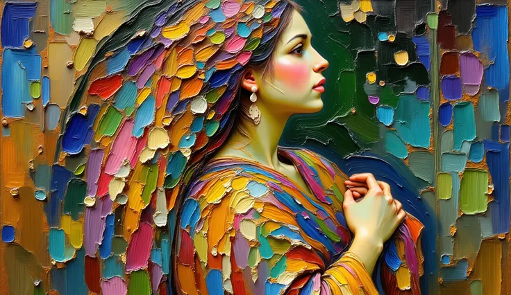 a painting of a woman with a colorful dress and a flower crown, psychedelic goddess, colorful art nouveau, psychedelic art nouveau, intricate beautiful painting, mucha klimt, in an art nouveau style, in art nouveau style, gustav klimt style, style of gusta...