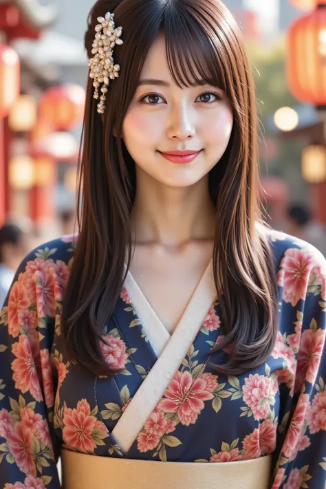 A highly detailed and ultra-realistic digital illustration of a beautiful young Asian woman, explicitly framed from just above her chest upwards, fully capturing her entire head, including the crown and clearly visible hair whorl. The composition ensures h...