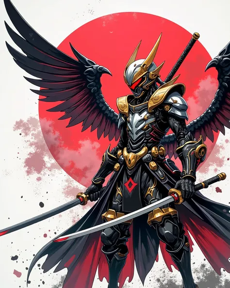 Samurai Kamen RiderWearing Flying Wearing gothic armor in graffiti style, with bright and strong color a Walking through the , representing urban color,flash bang , portrait , minimalism, bold colors, splash highly stylized and well detailed anime ...