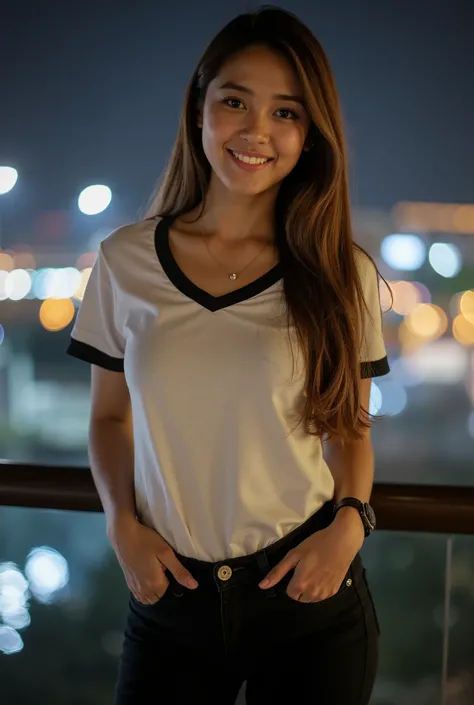 A beautiful indonesian female with long straight hairstyle, 25 years old. indonesian face, highly detailed beautiful face and eyes, attractive face, charming face, Full body, curvy body, white skin, medium breasts, anatomically correct, long straight hair,...