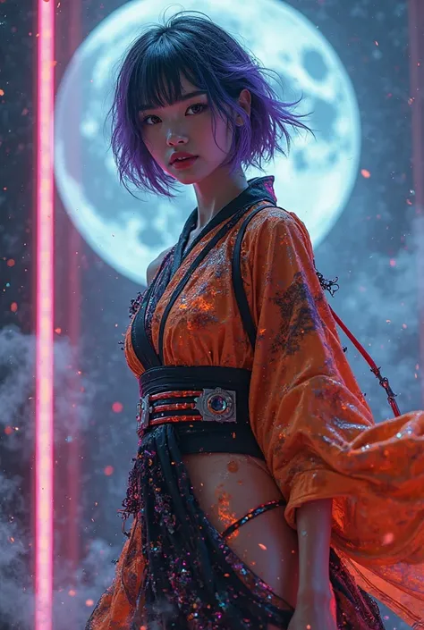 
full-body portrait of a cute Japanese beautiful girl living in the demon world。The kimono-like costume and background are characteristic、where precise and realistic images are required。scene where the genie dances brilliantly

Character settings

・Age and...