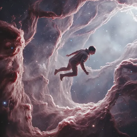 ais-cloudz astronaut riding a rocket through ais-cloudz shaped like planets and stars