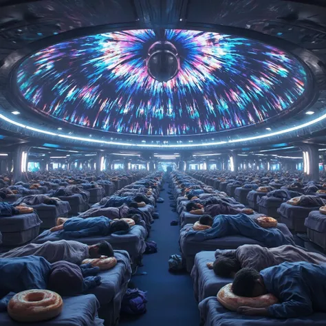 Interstellar immigrant ship's recreation room