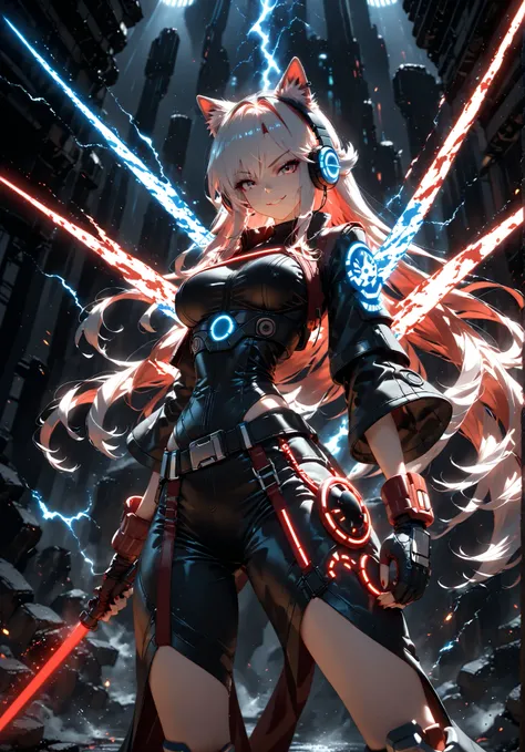 ((Shadow female version the hedgehog)) wearing Star wars Jedi outfit, badass anime 8 k, epic anime style, art of ((silverfox)), anime style 4 k, White lightning anime art wallpaper 8 k, holding a lightsabre. splash art, red lightsaber wallpaper, sonic powe...