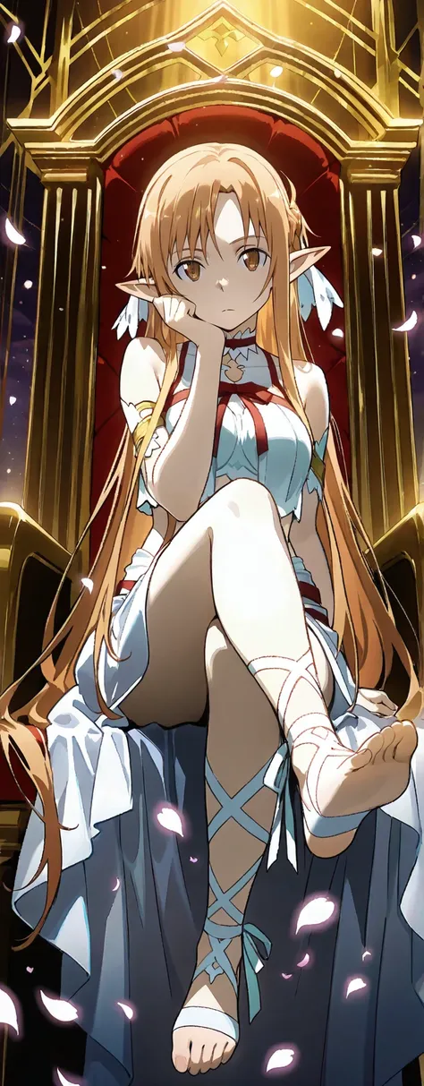 (masterpiece, best quality, official art, dramatic lighting), BREAK 
1girl, solo,  
[Asuna (Sword Art Online) | Alfheim Online captive version],  
Titania (elf), long messy brown hair, brown eyes, (detailed eyes:1.3), (high definition eyes), sharp eyes out...