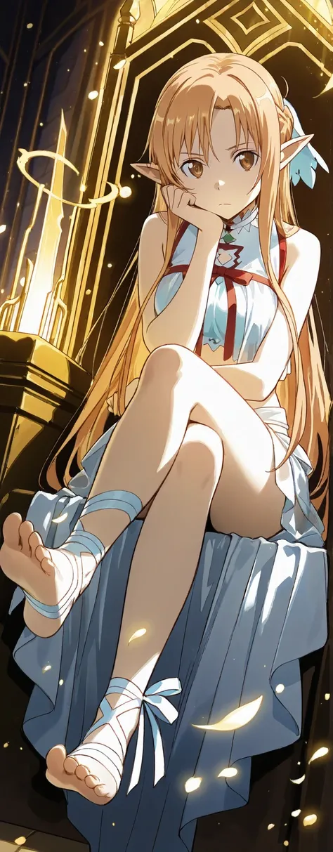 (masterpiece, best quality, official art, dramatic lighting), BREAK 
1girl, solo,  
[Asuna (Sword Art Online) | Alfheim Online captive version],  
Titania (elf), long messy brown hair, brown eyes, (detailed eyes:1.3), (high definition eyes), pale skin, poi...