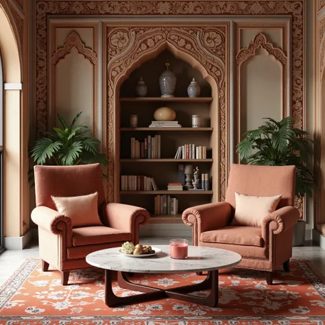 Sindh Region , and we can see wood carving in the architecture in the spaces. With this information I have given you, you can create an interior image for me I want. It is a region that was home to the oldest civilizations in the world. Ottoman and Timurid...
