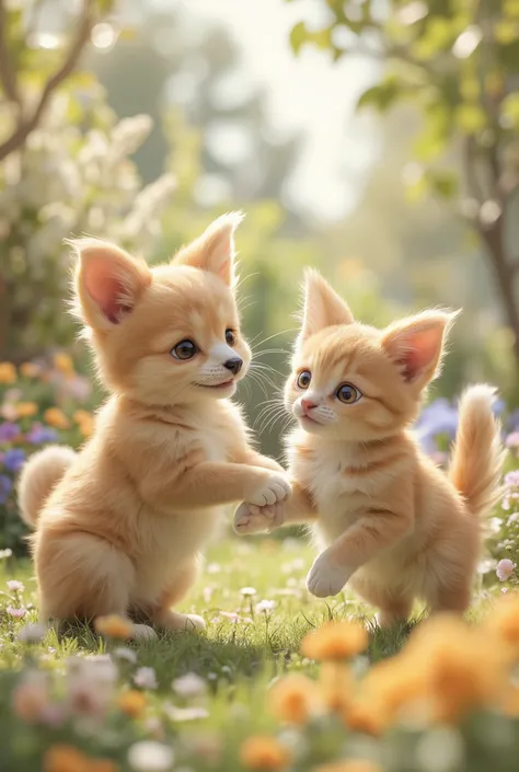 Create an image of a cat and dog