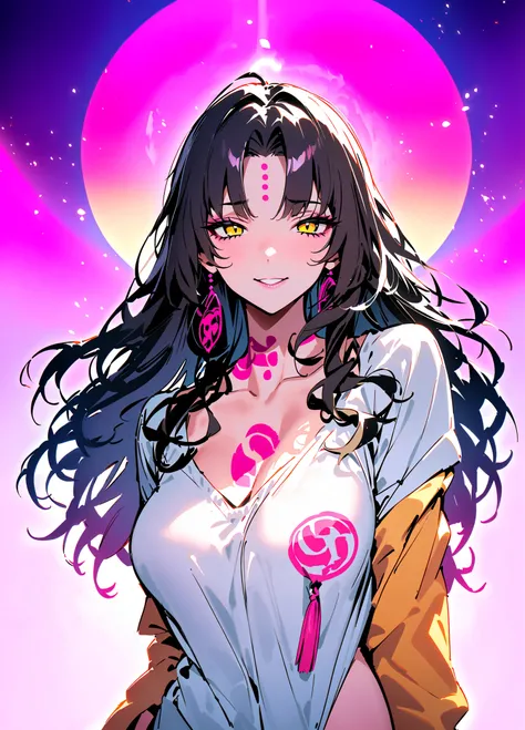 masterpiece, best quality, absurdres, 1girl, sessyoin kiara, fate \(series\), colorful background