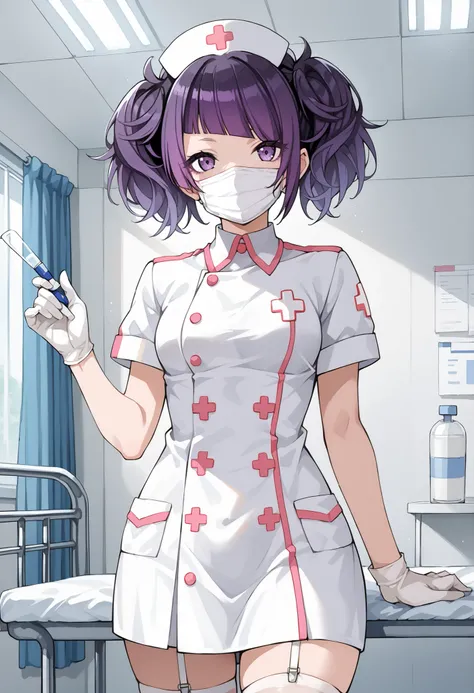Score_9, score_8_up, score_7_up, source_anime, tnkmmm, solo, purple hair, short twintails, blunt bangs, diagonal bangs, purple eyes, medium breasts, small breasts, (best quality), (high quality), {masterpiece}, extremely delicate and beautiful, ultra-detai...