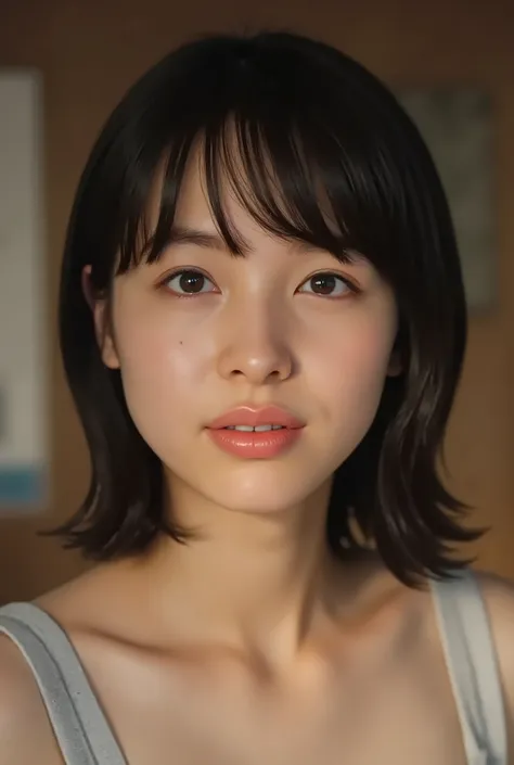 (( of the highest quality )), ((masterpiece)), ( details), first-person view ,1 girl, petite women, glamorous women ,( in the bedroom ),((and open my mouth wide )),((very large breasts, underwear, short bob)), black hair , (( without mak...