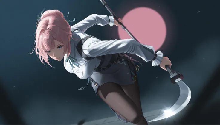 combine the two ends of her weapon