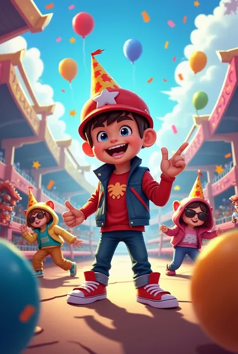 Create the image for a birthday panel of an pre- named Erick with the theme of Brawl Stars