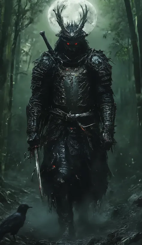 Japanese Dark Warrior (Aries)**
*"A hyper-realistic 8K ultra HD illustration of a shadowy Japanese samurai warrior walking through a moonlit bamboo forest, his glowing red eyes scanning for prey. His armor is intricately detailed with demonic engravings,...