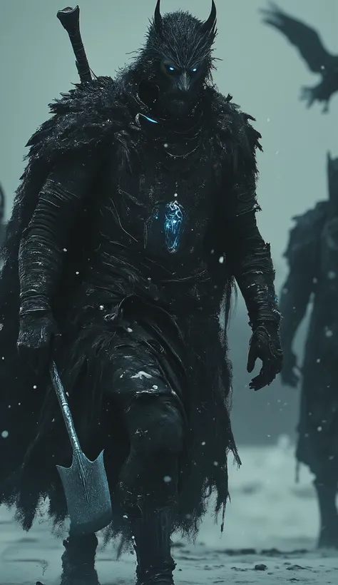 Norse Dark Warrior (Scorpio)**
*"A highly detailed, hyper-realistic Viking berserker clad in darkened wolf pelts, walking through a frozen Nordic battlefield. His axe emits an eerie blue glow, and his piercing Scorpio-intensity eyes burn with vengeance. ...