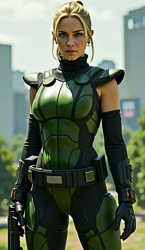Scarlett Johansson takes on the role of Sonya Blade in an intense and charismatic reinterpretation of the iconic soldier of * mortal kombat*. Wearing a green and black tactical uniform , reinforced with protection plates and military details , she exudes ...
