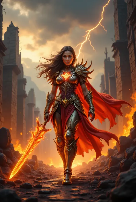 🔥 THE FURY OF THE DRAGON WARRIOR 🔥
Amidst the ruins of an ancient city, a fierce dragon warrior stands ready for battle. The once-great city around her is a testament to a forgotten civilization—colossal stone structures, overgrown with vines, and scorche...