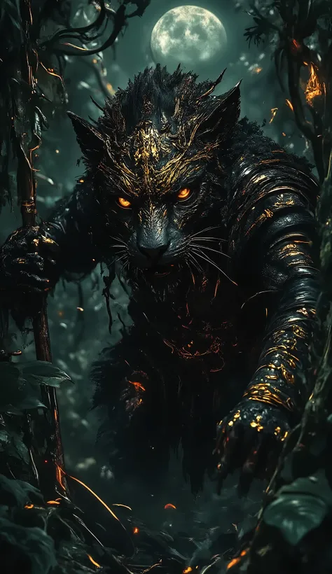 Aztec Dark Warrior (Leo)**
*"A breathtaking 8K ultra-HD illustration of a jaguar warrior painted in obsidian-black and gold, prowling through a dense Mesoamerican jungle. His eyes burn like embers, and his macuahuitl drips with sacrificial blood. The moo...
