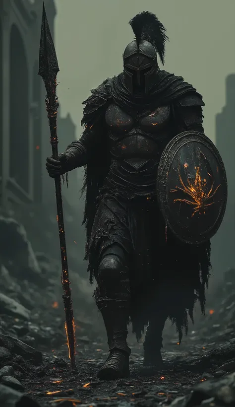 Spartan Dark Warrior (Cancer)**
*"A hyper-realistic Spartan executioner, his blackened Corinthian helmet obscuring his face, marching through the ruins of a conquered city. His shield bears the Cancer crab sigil, glowing faintly, and his spear drips with...