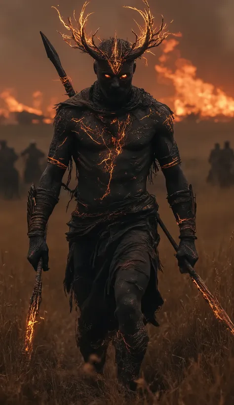 Zulu Dark Warrior (Gemini)**
*"A stunning 8K ultra-HD illustration of a Zulu warrior painted in ash and blood, moving like a phantom through the tall savanna grass. His twin Gemini-inspired spears crackle with dark energy, and his eyes reflect the fireli...