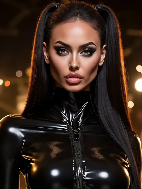 A portrait of a woman, (makeup:1.4), amazing body, (fit body:1.2), latex outfit, highly detailed fur, natural skin texture, 4k textures, detailed belly, Highly detailed perfect smooth skin, Lightroom, Intricate, Ultra-Realistic, Out There, (HDR:1.3), UHD, ...
