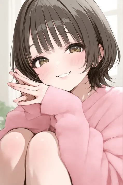 girl、Short hair、cute、bangs、smile、 piece