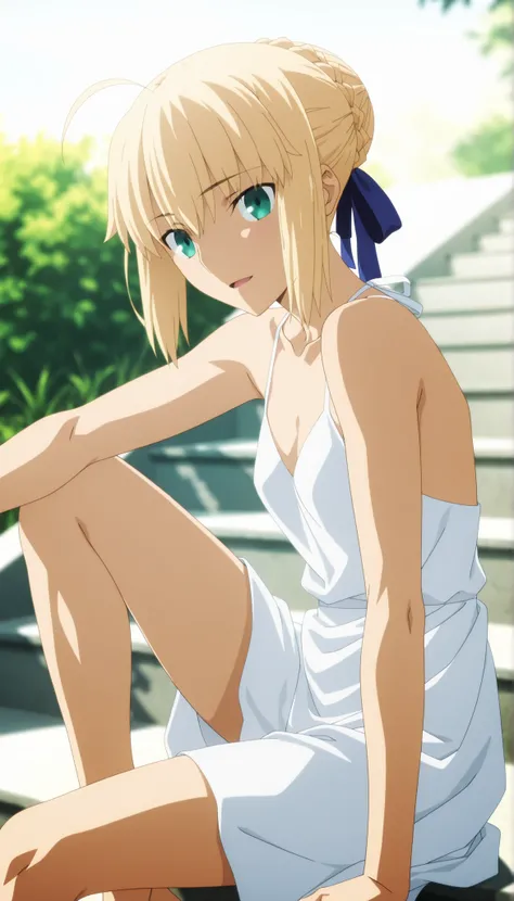 masterpiece, best quality, amazing quality, highres, absurdres, very aesthetic, high resolution, ultra detailed, perfect details, day, , outdoors, ufotable style, (dappled sunlight), backlight, (from side) , 
 
1girl, ufotable style, anime style,  (anime c...