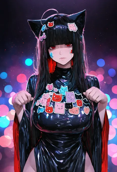 Shy girl with big breasts, big ass, Pretty hands, bitch, sensual, Shiny hair, Particles ,neon,4k, HDR-10, ultra detailed, studio lighting, rendered based on physics, vibrant colors, bokeh, portrait, dreamer, mysterious, suave, sensual, warm,dressed in pel...