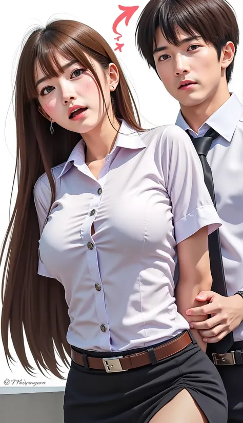 Hyperrealism, masterpiece, highest quality, A beautiful young Thai university student is standing, A man is fucking her from behind, ((she is crying and screaming in pain)), resist, tears from her eyes, painful face, she is wearing a university uniform, ve...