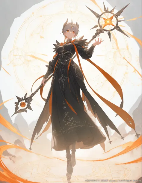 1girl,rune_robe, (spell_circle:1.2), staff_spark, constellation_hem, floating_tomes
,masterpiece, best quality, newest, highres, absurdres,