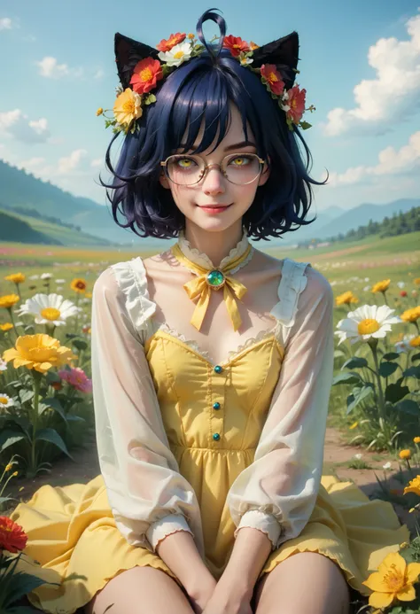 score_9, score_8_up, score_7_up, score_6_up, 16k, high detailed picture, realistic style, masterpiece, very young girl, perfect absolutely small breasts, disheveled hair, full body shot, rounded face, catlike smile, band on head with fake cat ears, paroror...