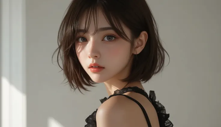 8k,ultra high resolution , Best Quality, masterpiece,rule of thirds,golden ratio,surreal,pictures, one woman,( girl:1.3),cute,cute顔, Beautiful Eyes in Every Detail , 細かくdetails,mature woman,princess,Full body,black hair,Short Bob,ID photo, luxurious and be...