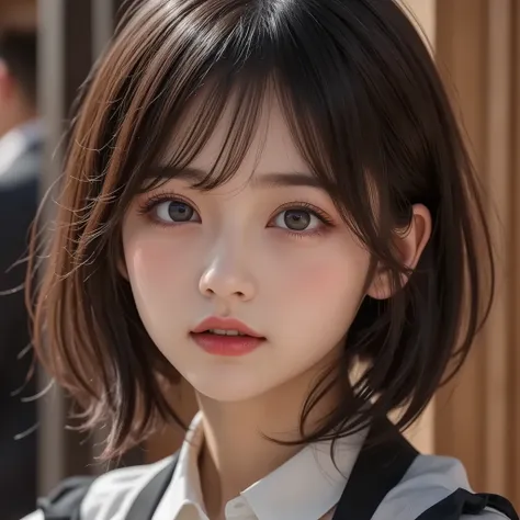 8k,ultra high resolution , Best Quality, masterpiece,rule of thirds,golden ratio,surreal,pictures, one woman,( girl:1.3),cute,cute顔, Beautiful Eyes in Every Detail , 細かくdetails,mature woman,princess,Full body,black hair,Short Bob,ID photo, luxurious and be...