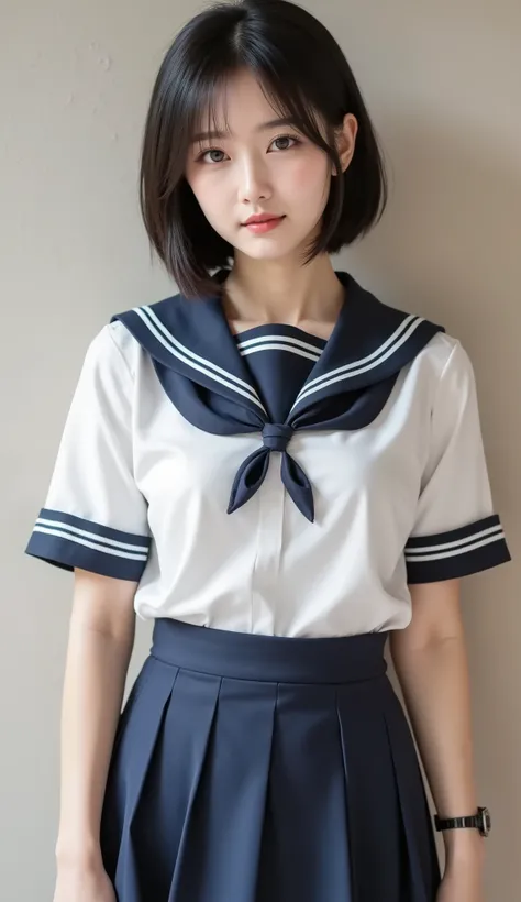 8k,ultra high resolution , Best Quality, masterpiece,rule of thirds,golden ratio,surreal,pictures, one woman,( girl:1.3),cute,cute顔, Beautiful Eyes in Every Detail , 細かくdetails,mature woman,princess,Full body,black hair,Short Bob,ID photo, luxurious and be...