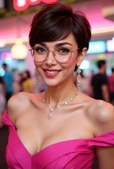 highest quality,4K,8k,High resolution,masterpiece:1.2,Very detailed,Physically Based Rendering,(cute,Adorable,Charm) standing aside, woman,Beautiful fine details,Beautiful lip detail,Long eyelashes,(Shiny,Shiny) pixie short hair,stylish haircut,(stylish,fa...